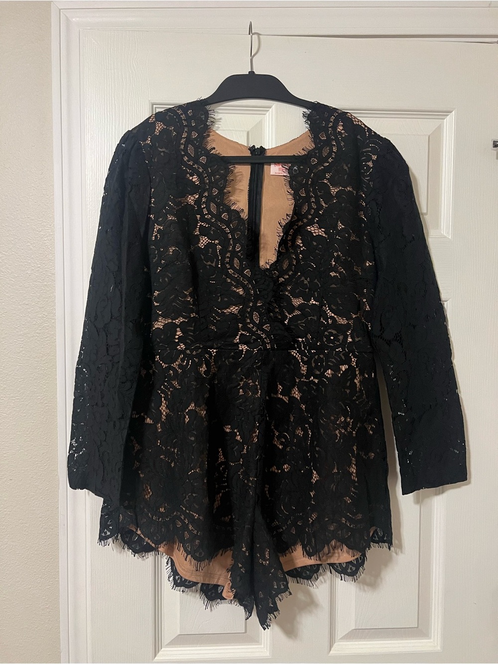 Showpo Black Lace Romper with Nude Lining